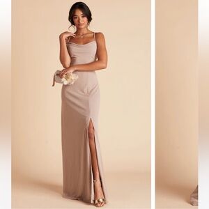 NWT Birdy Grey Ash dress medium crepe taupe bridesmaid bump friendly neutral